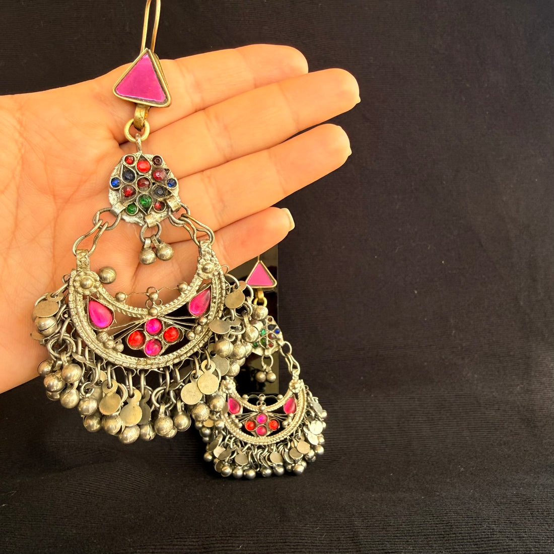 Pink Crescent Dangle Earrings