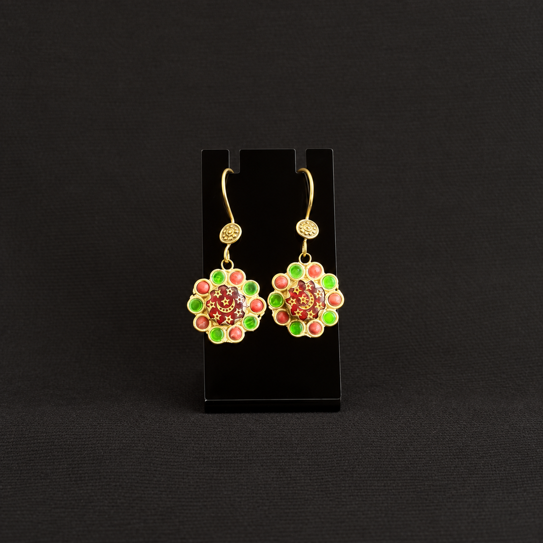 Vintage Jewel Rosette Drop Earrings