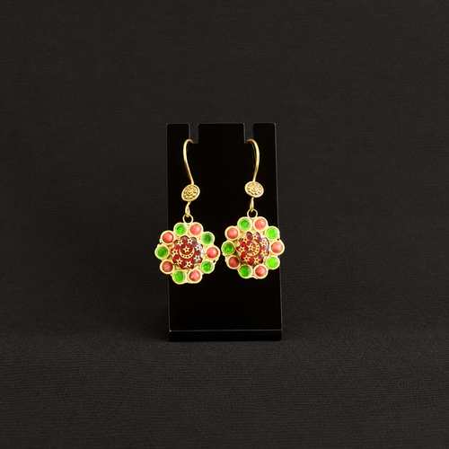 Vintage Jewel Rosette Drop Earrings