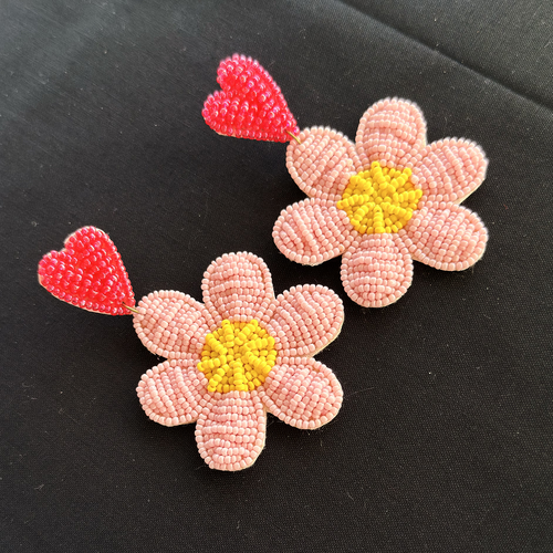 Flower Power — Handmade Beaded Statement Earrings