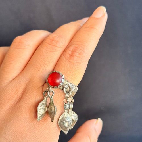 Vintage Red Cabochon Charm Ring