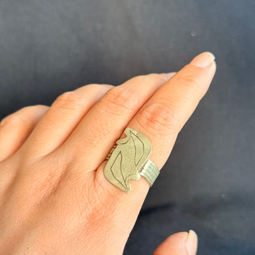 Vintage Engraved Sculptural Metal Ring