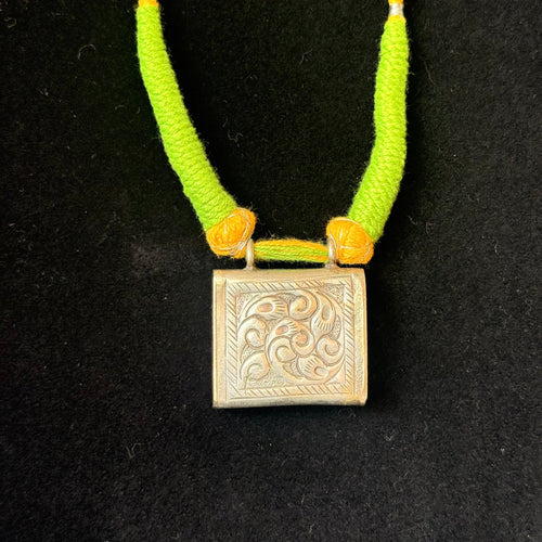 Green Thread Talisman Pendant Necklace