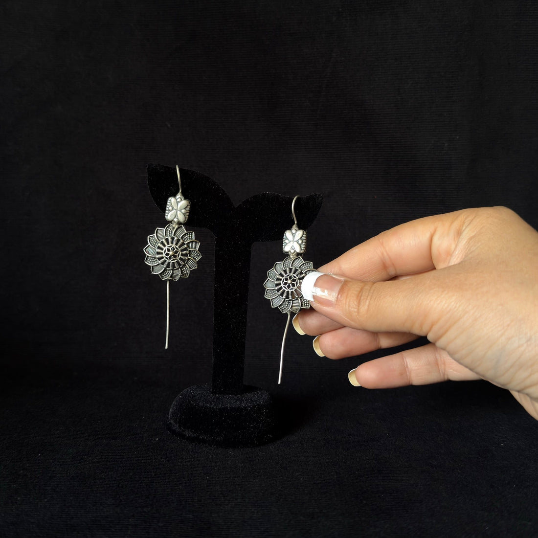 Floral Threader Statement Earrings