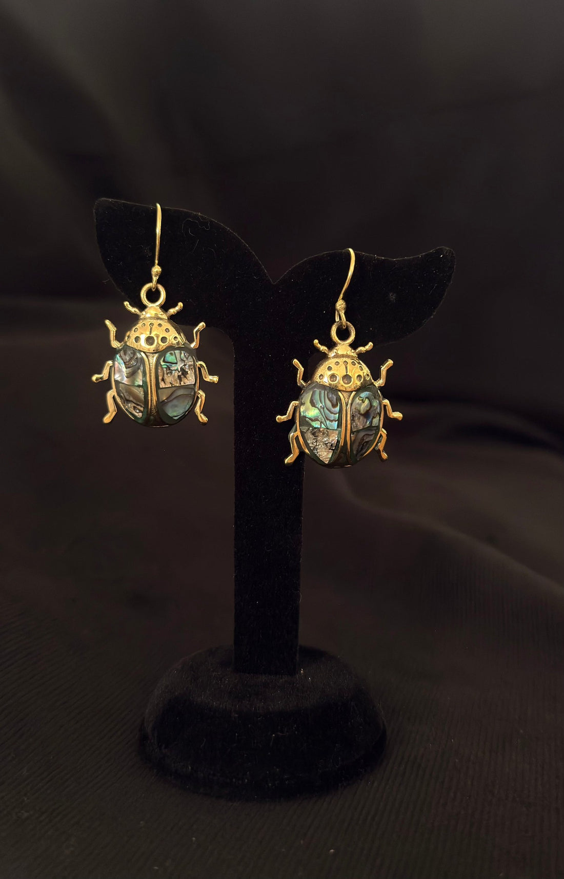 Abalone Beetle Statement Earrings
