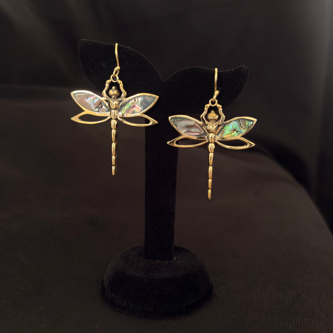 Abalone Dragonfly Statement Earrings