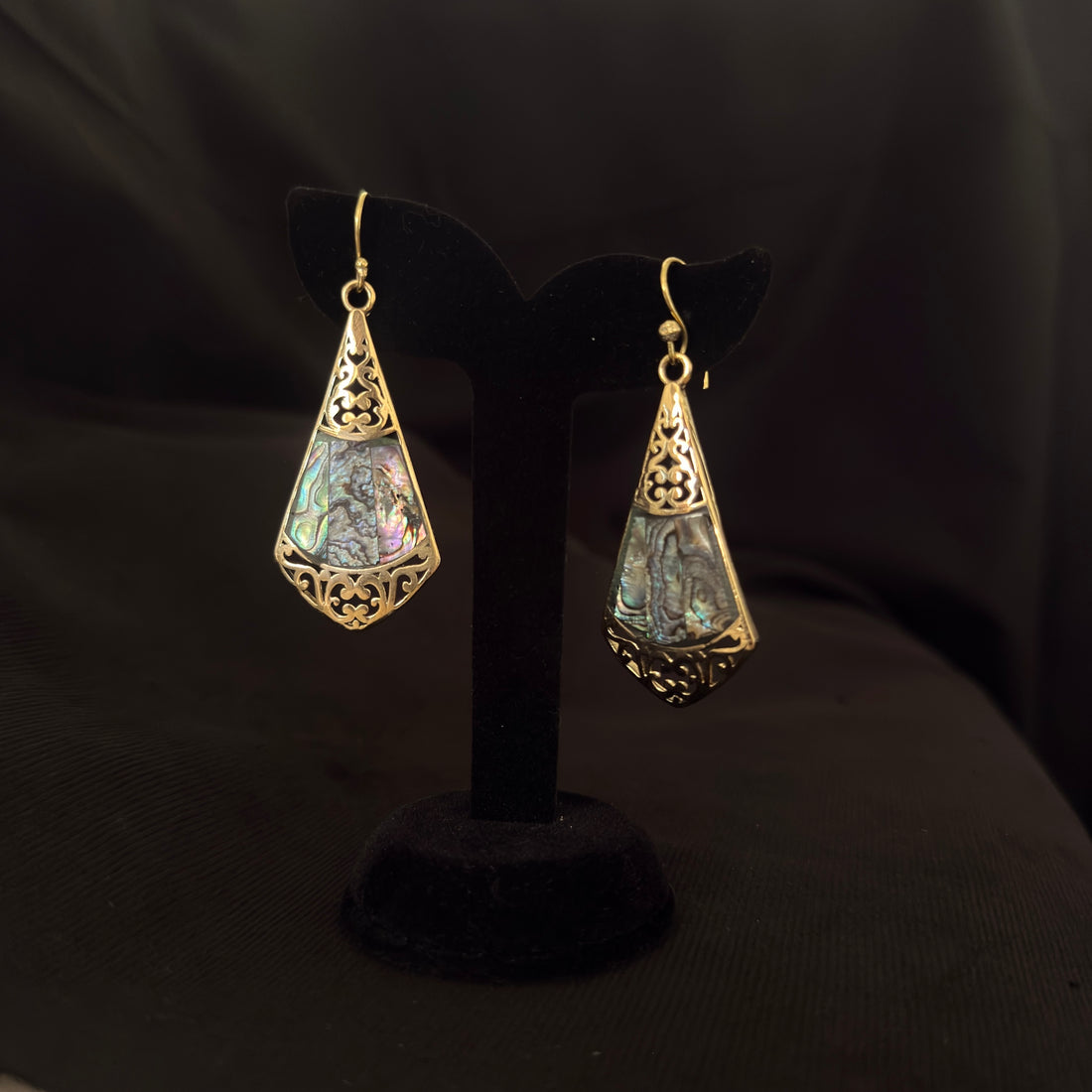 Ornate Abalone Teardrop Earrings