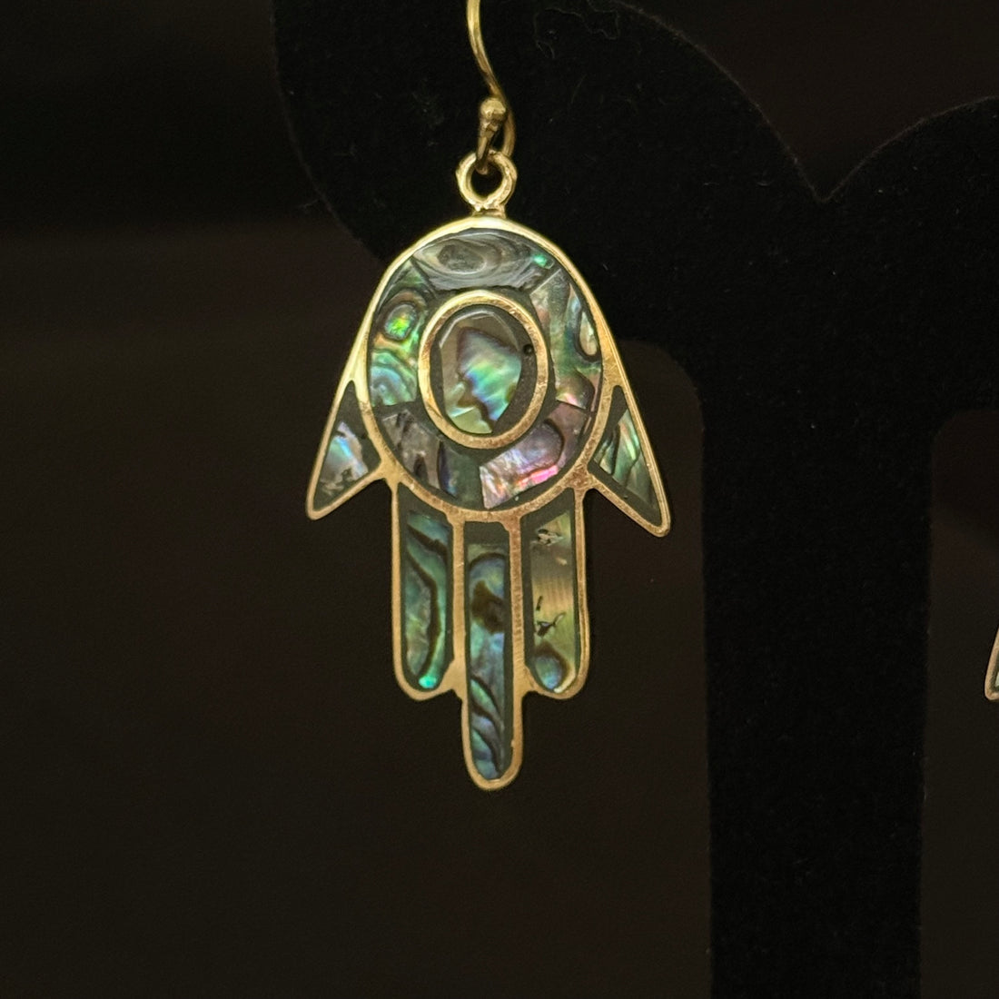 Abalone Hamsa Drop Earrings
