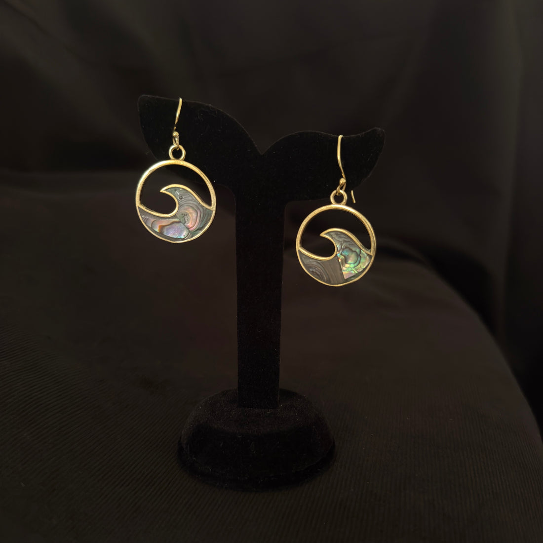 Abalone Wave Circle Earrings