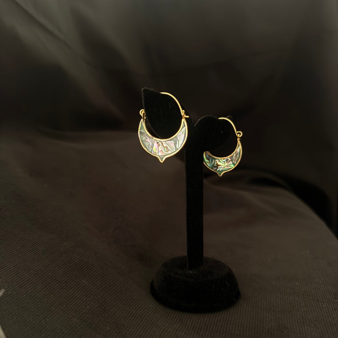 Abalone Crescent Hoop Earrings