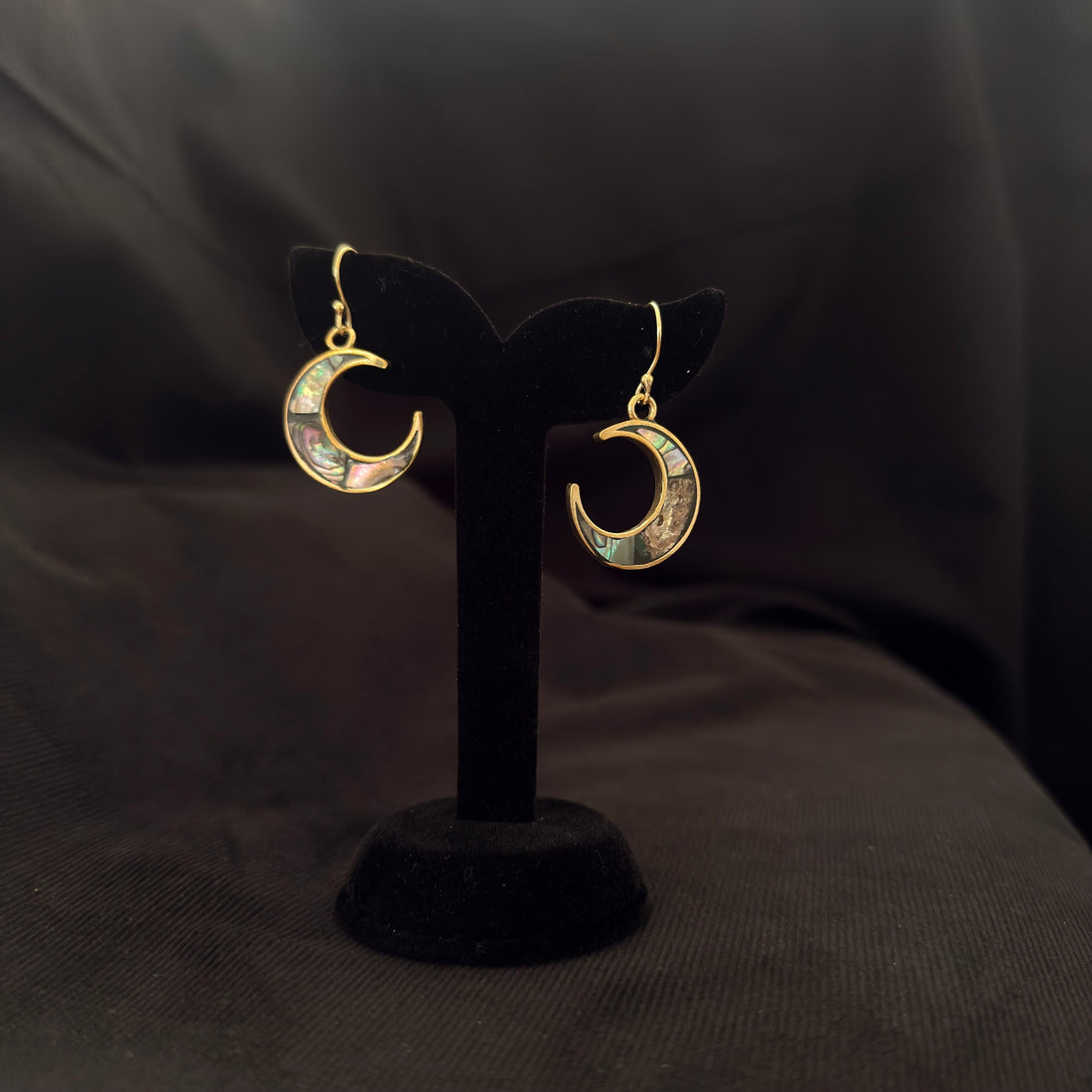 Abalone Crescent Moon Earrings