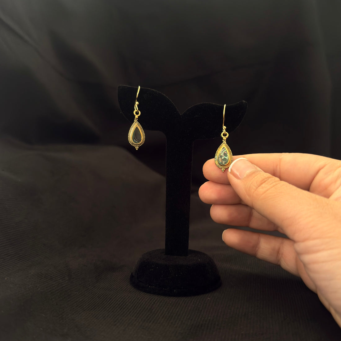 Mini Teardrop Abalone Earrings