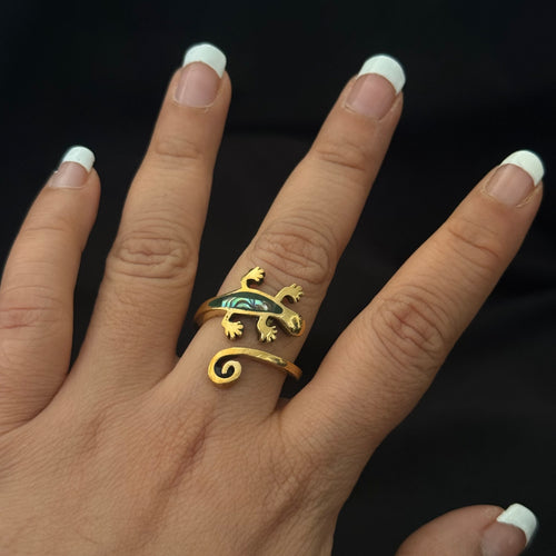 Abalone Lizard Wrap Ring