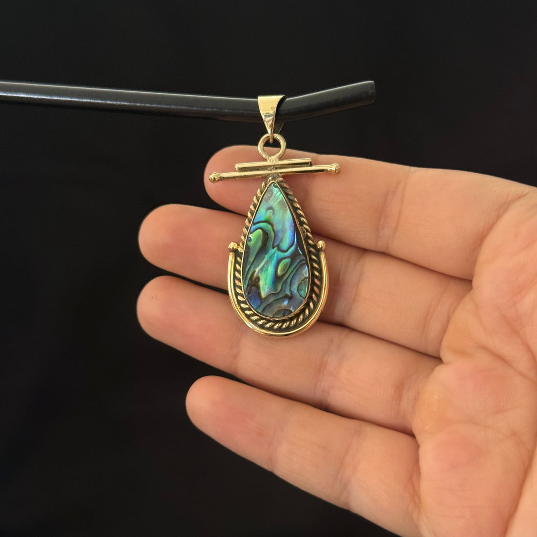 Abalone Teardrop T-Bar Pendant