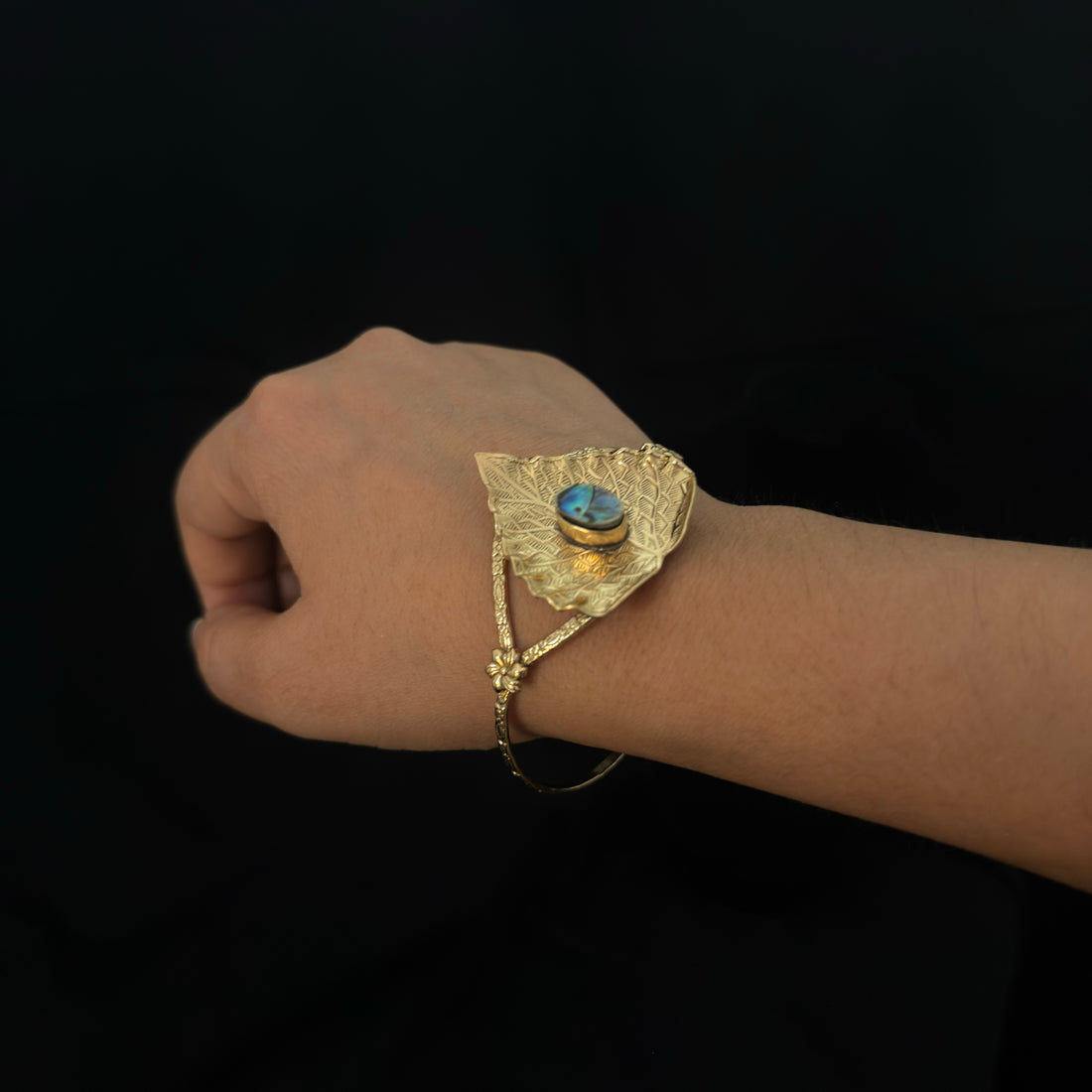 Abalone Leaf Relief Cuff Bracelet