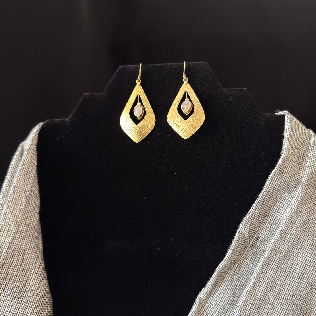 Iridescent Leaf Drop Earrings