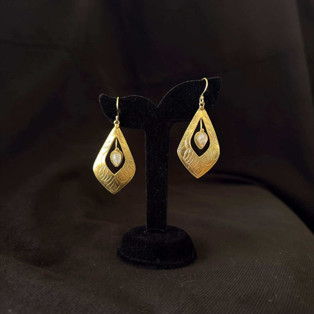 Iridescent Leaf Drop Earrings