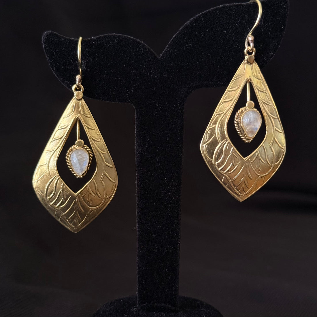 Iridescent Leaf Drop Earrings