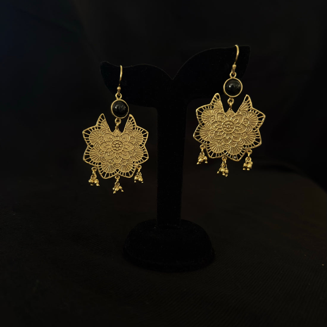 Black Stone Mandala Earrings