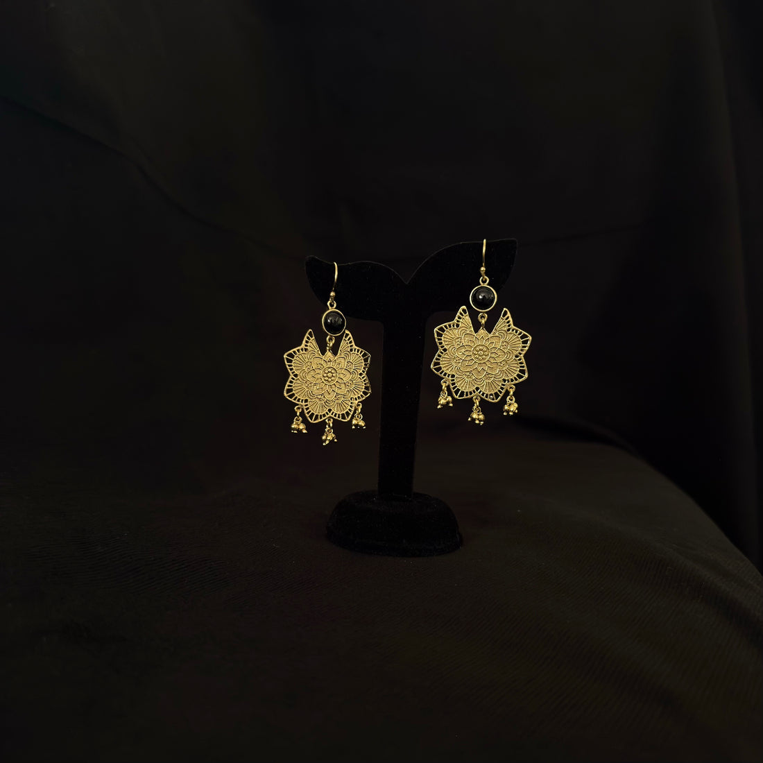 Black Stone Mandala Earrings