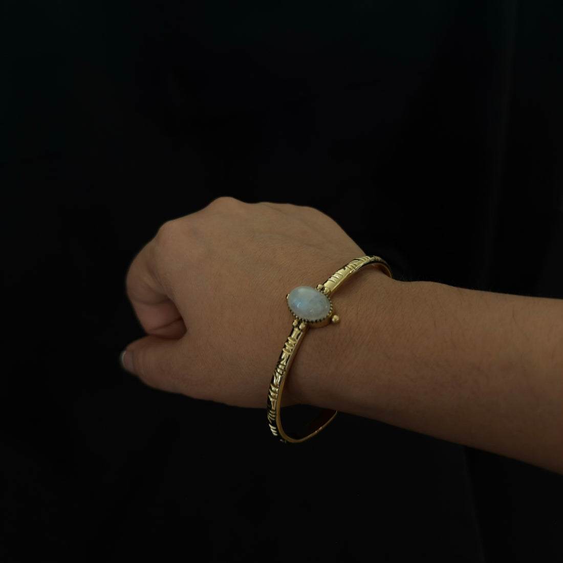 White Iridescent Stone Cuff
