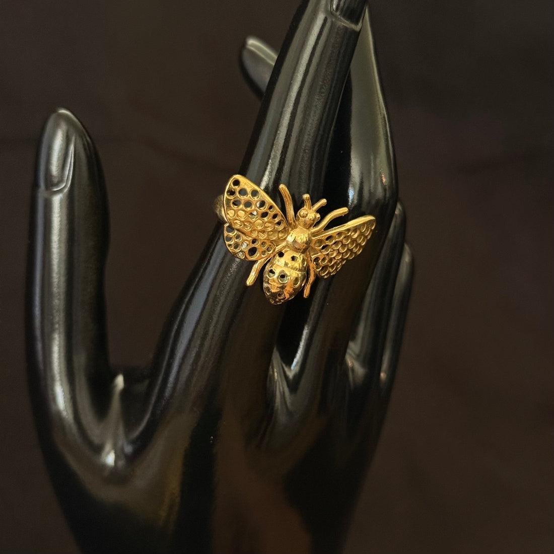 Brass Honeybee Statement Ring