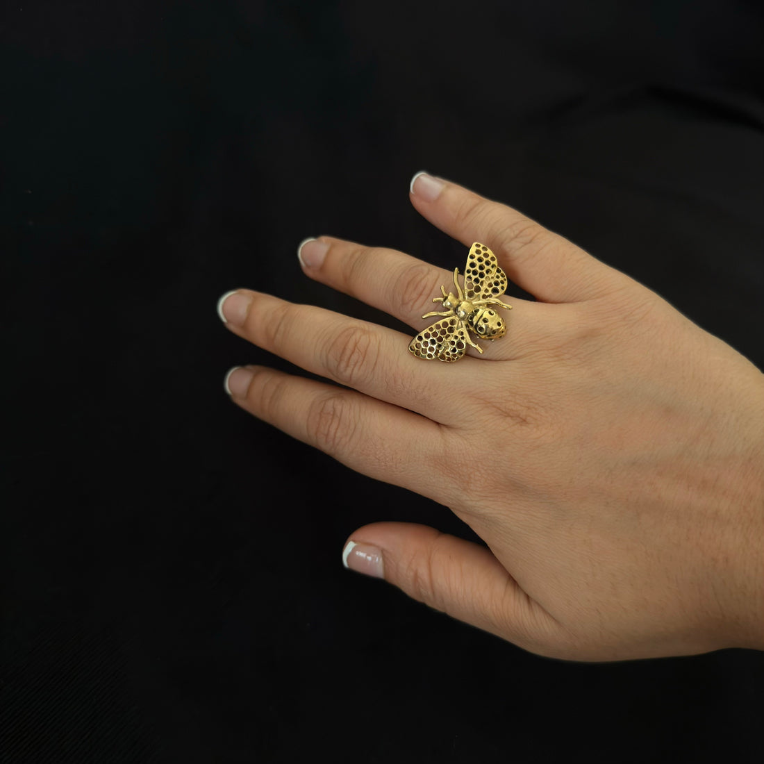 Brass Honeybee Statement Ring