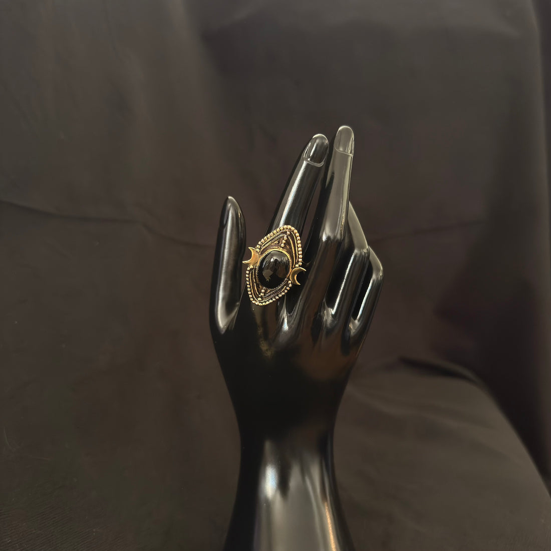 Black Stone Lunar Ring