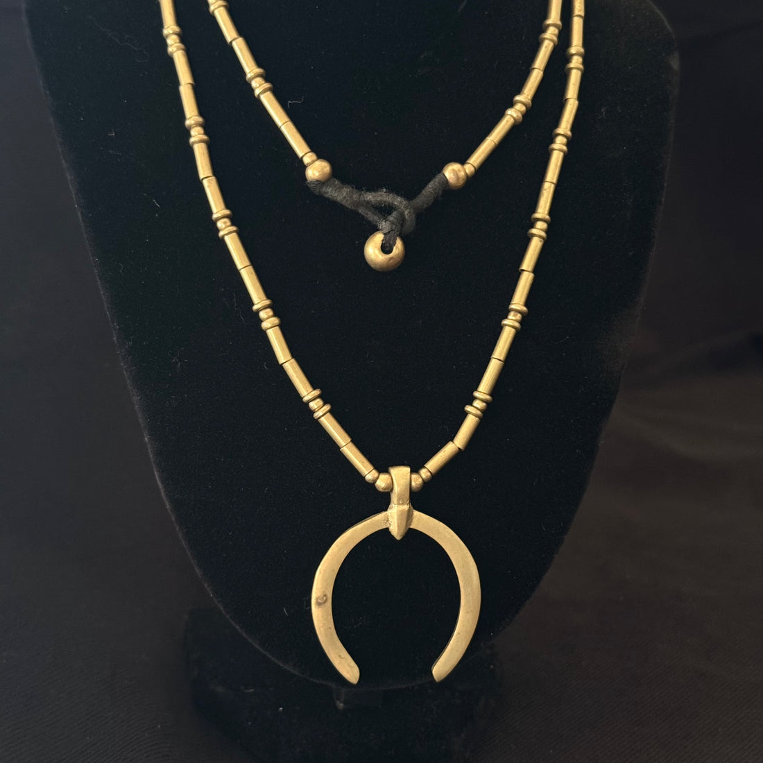 Layered Crescent Brass Necklace