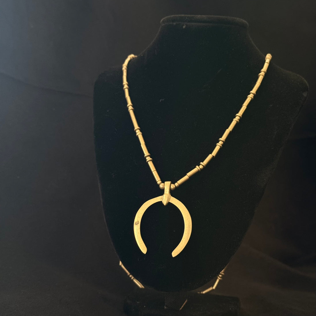Layered Crescent Brass Necklace
