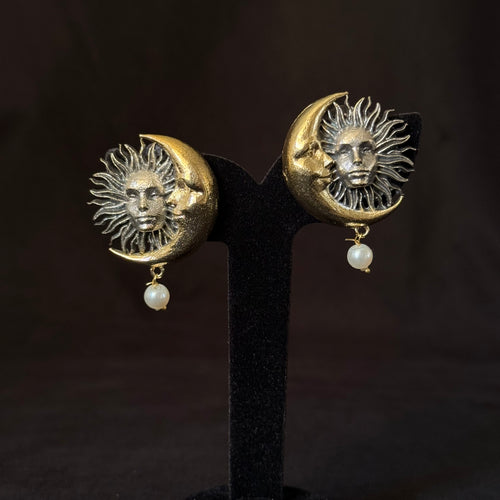 Sun & Moon Pearl Studs
