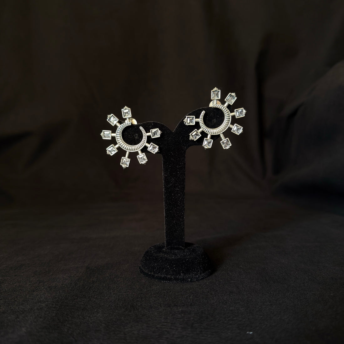 Crystal Crescent Earrings