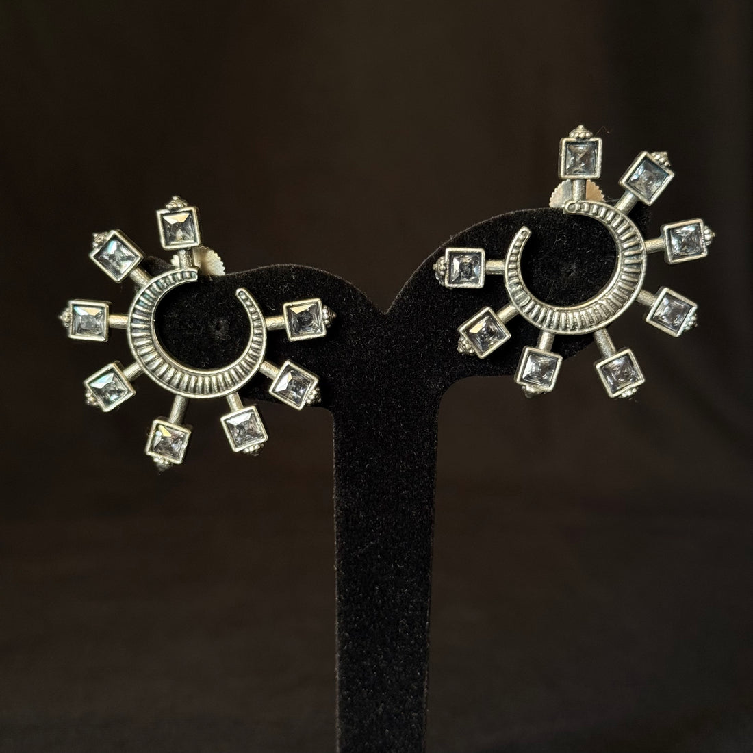 Crystal Crescent Earrings