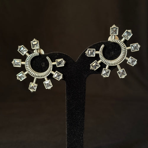 Crystal Crescent Earrings