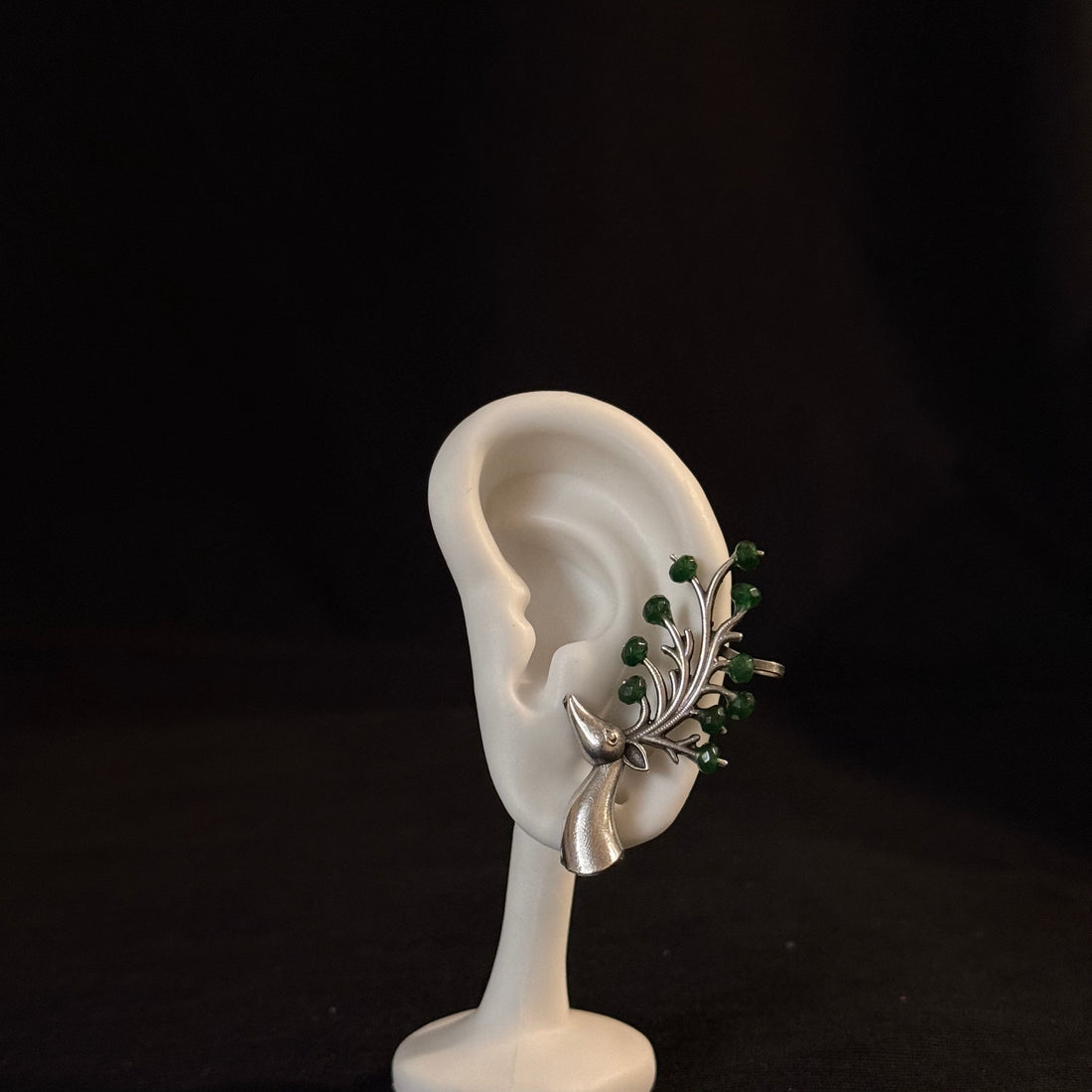 Green Bird Ear Cuffs