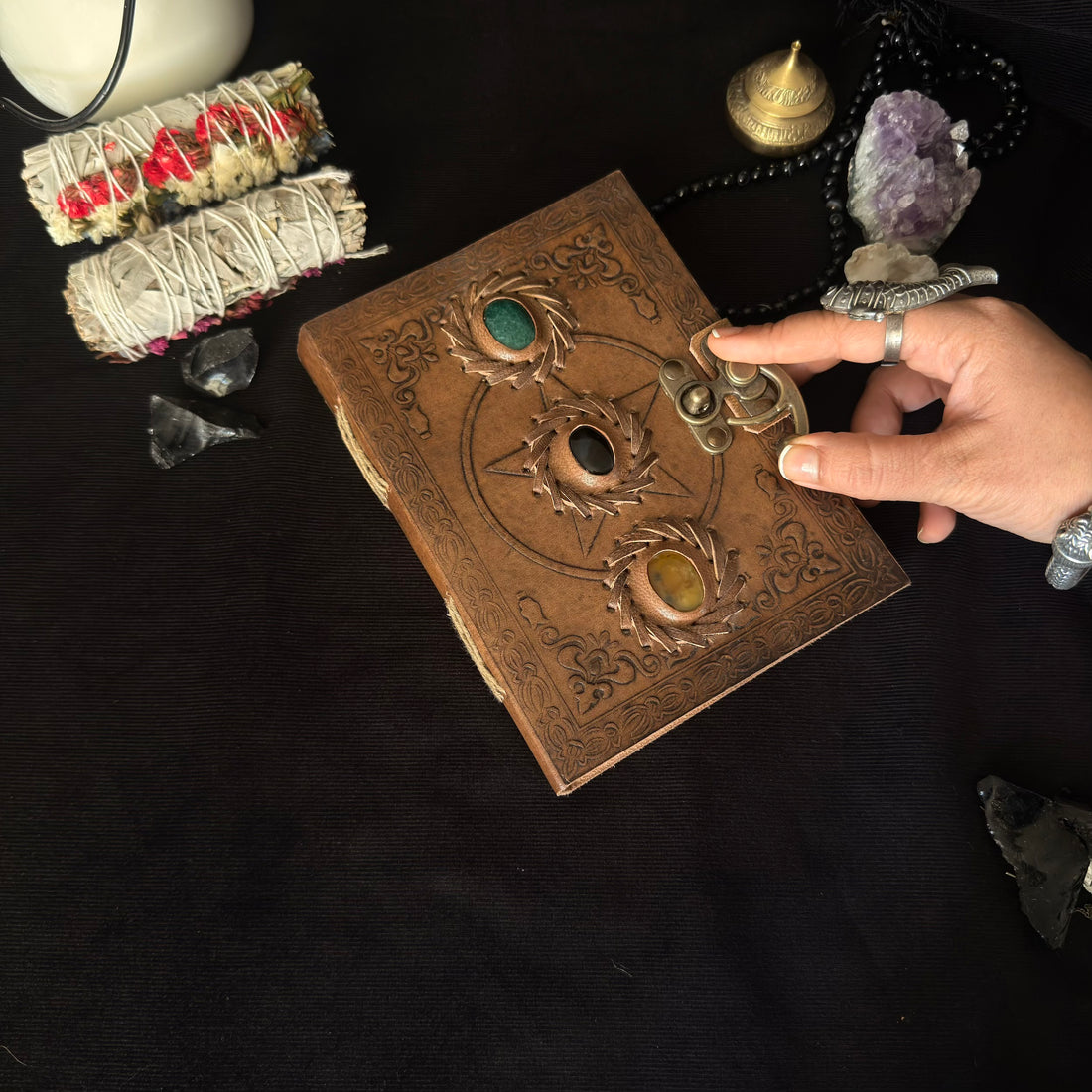 Triple Stone Leather Journal