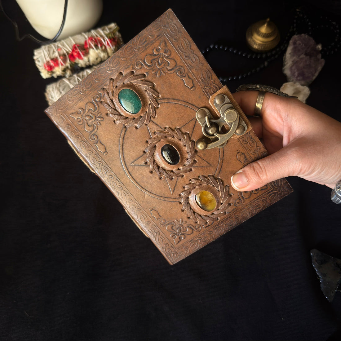 Triple Stone Leather Journal