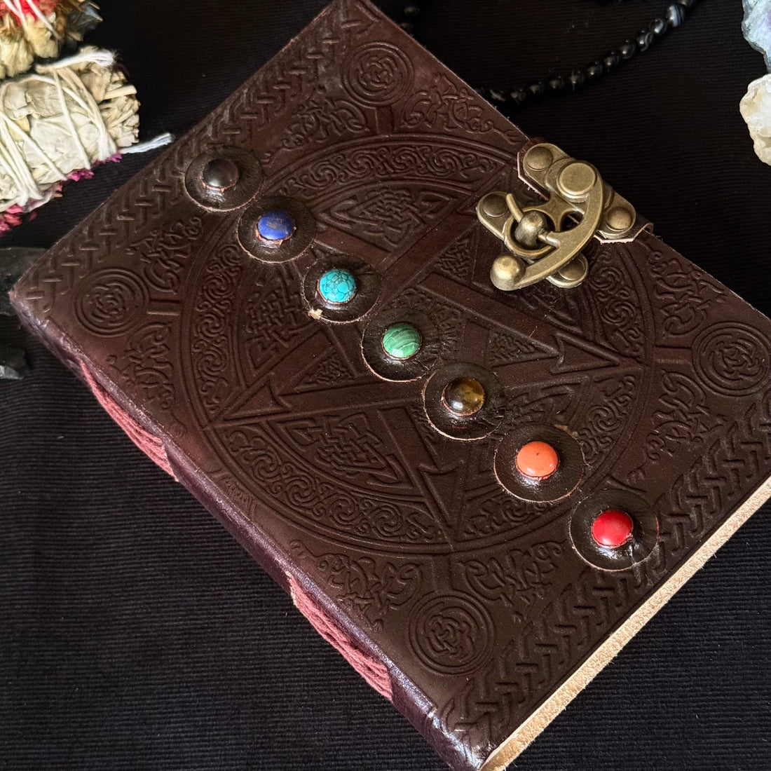 Seven Stone Chakra Leather Journal