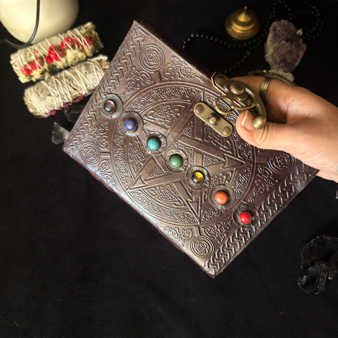 Seven Stone Chakra Leather Journal