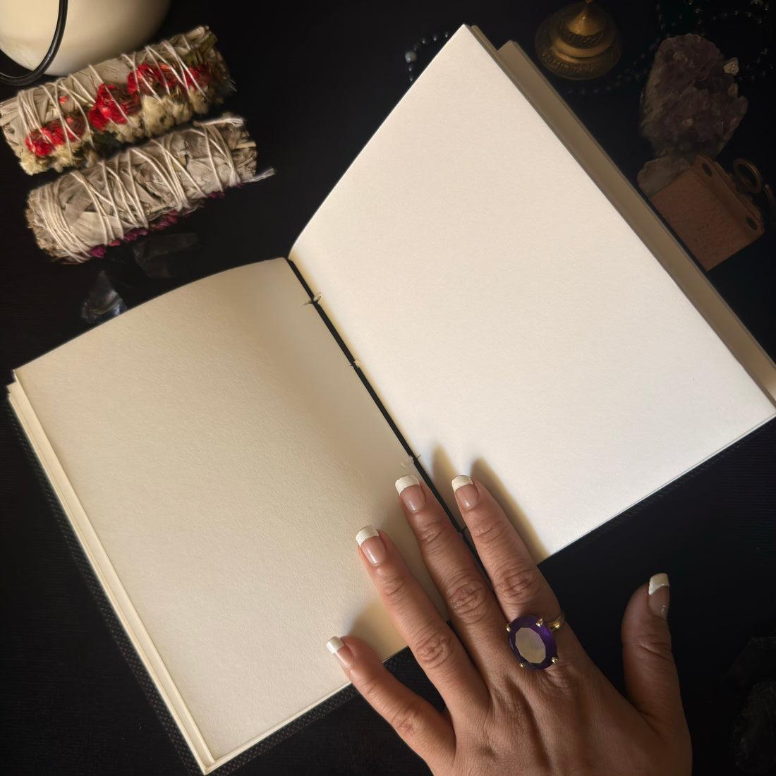 Green Owl Stone Leather Journal