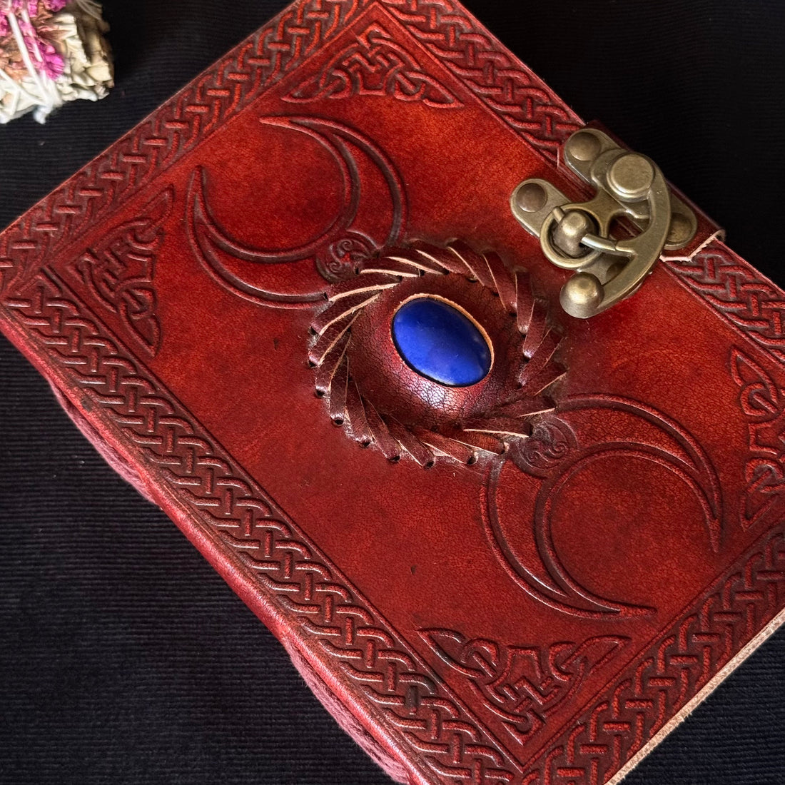 Lapis Blue Double Moon Leather Journal