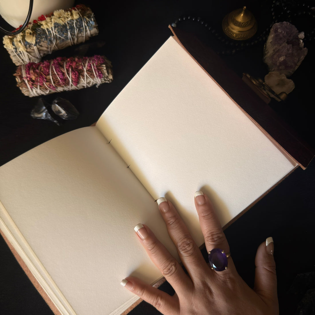 Lapis Blue Double Moon Leather Journal