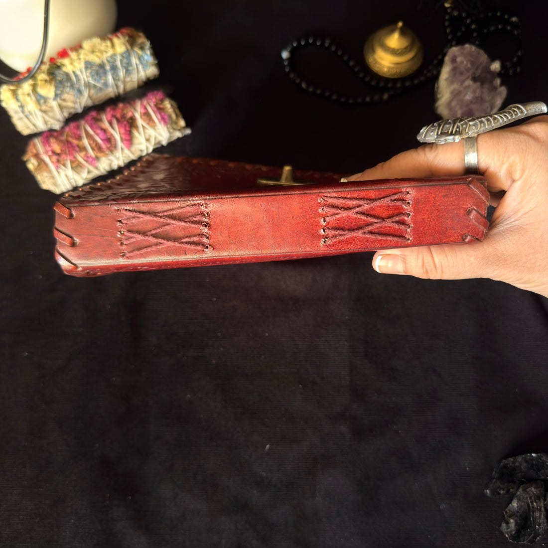 Golden Stone Floral Leather Journal