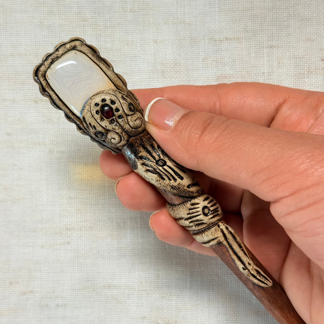 Opalite Wooden Hair Stick