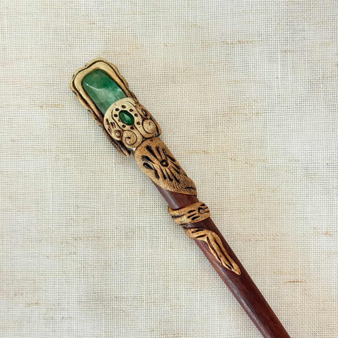 Green Stone Hair Stick