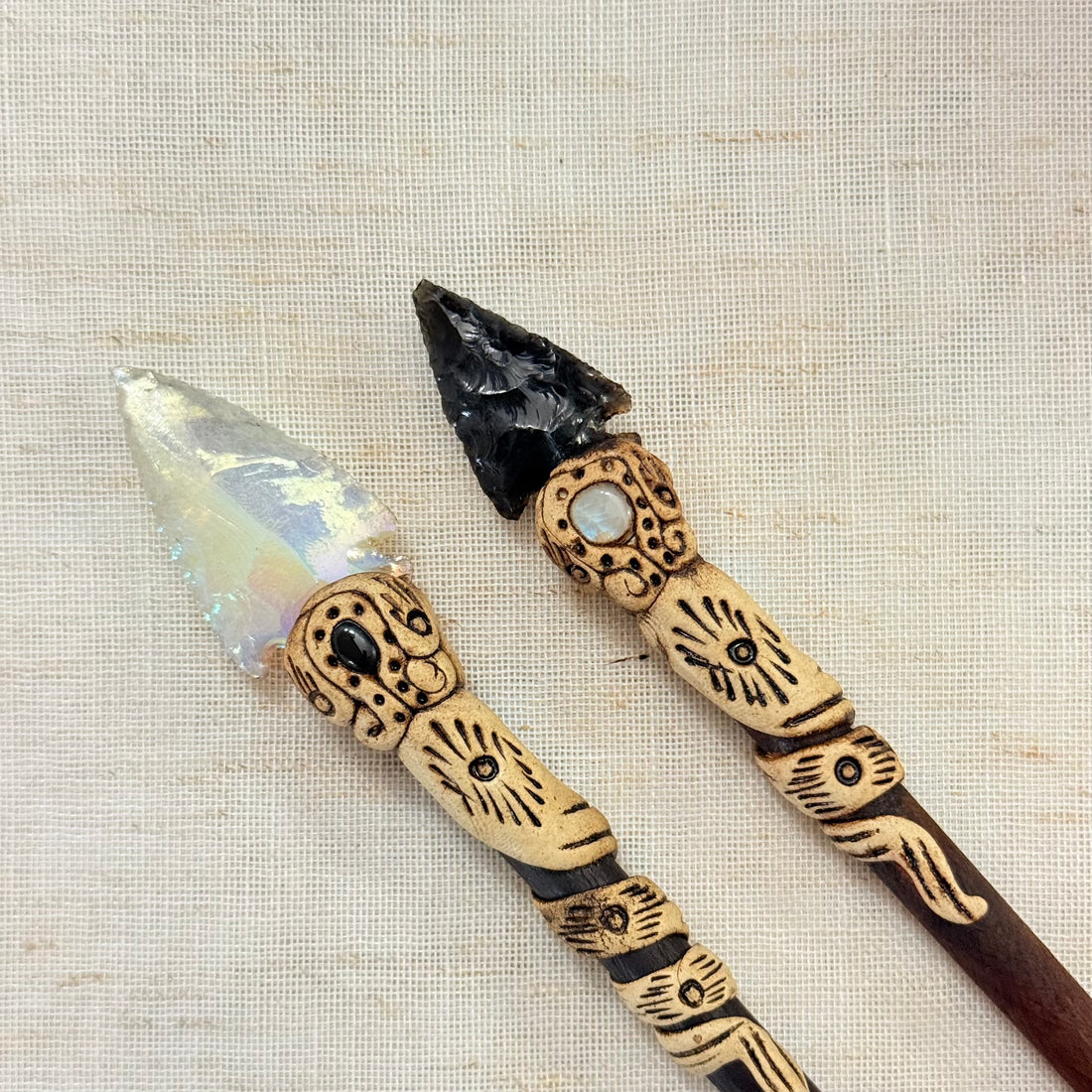 Opalite Arrow Wooden Hair Stick