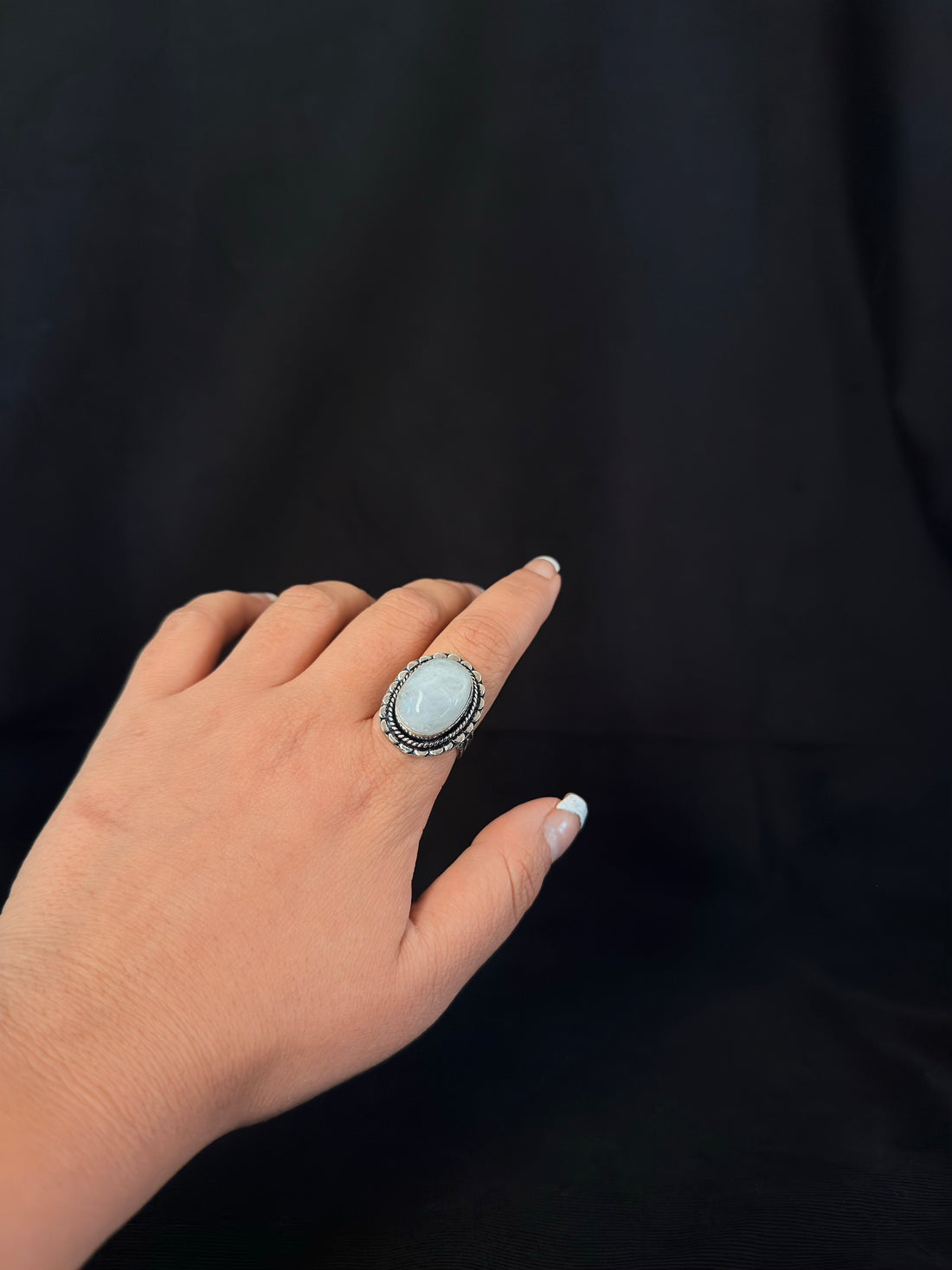 Milky Oval Statement Ring
