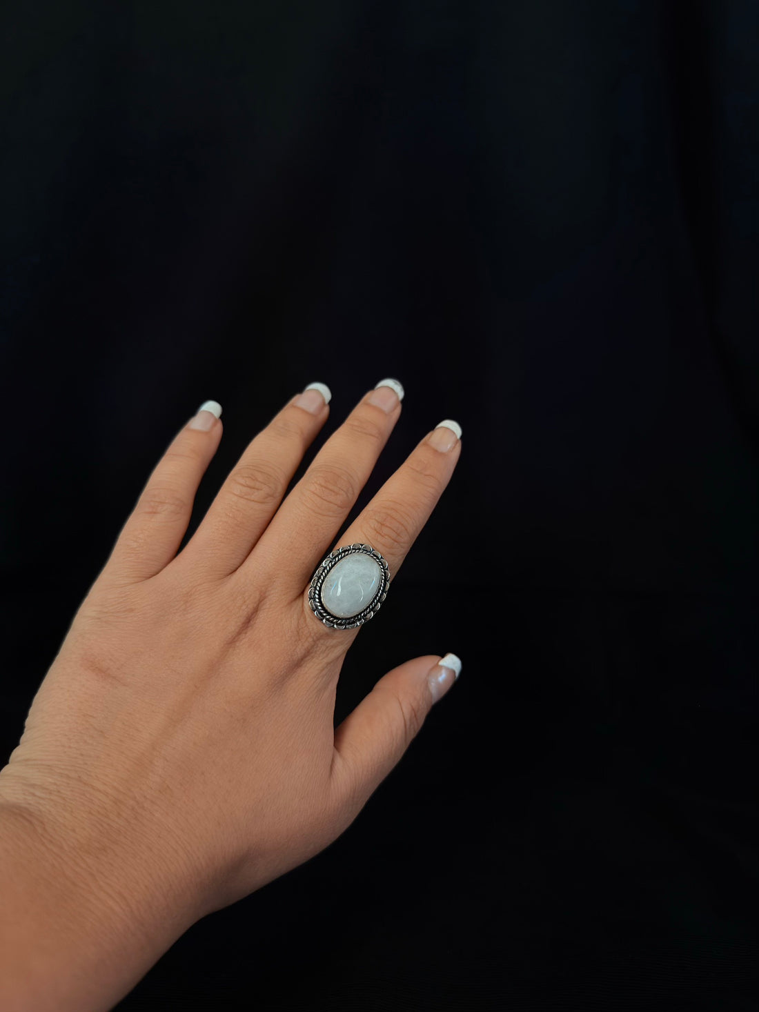 Milky Oval Statement Ring