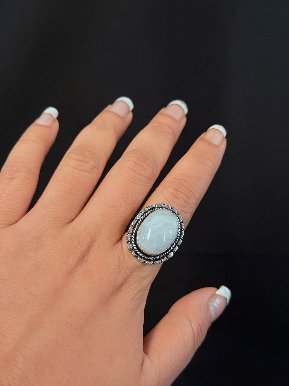 Milky Oval Statement Ring