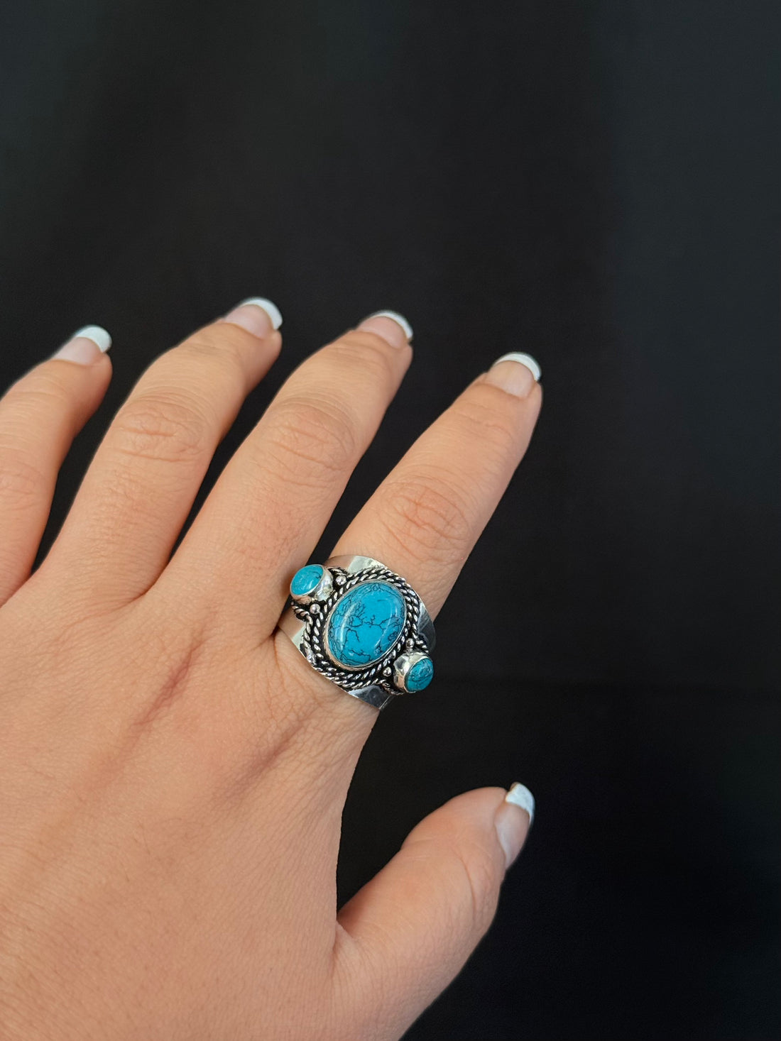 Turquoise-Color Trio Ring